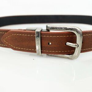 Columbia Belt Boy Size 26 Brown Leather Formal Dress Reversible Buckle JAKL